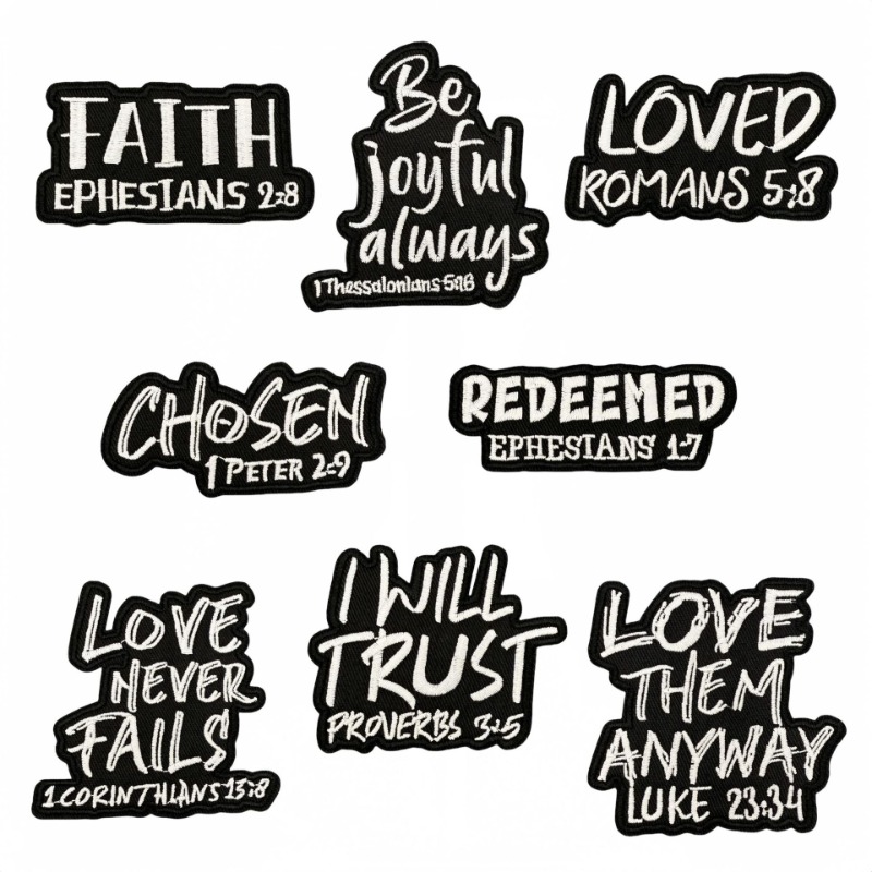 Embroidery On Black Shirt - ตัวอักษรภาษาอังกฤษ Faith Love สีดําสีขาวเหล็กบนเย็บปักถักร้อยแพทช์ DIY เสื้อยืดหมวกกระเป๋าเป้สะพายหลังเสื้อผ้า