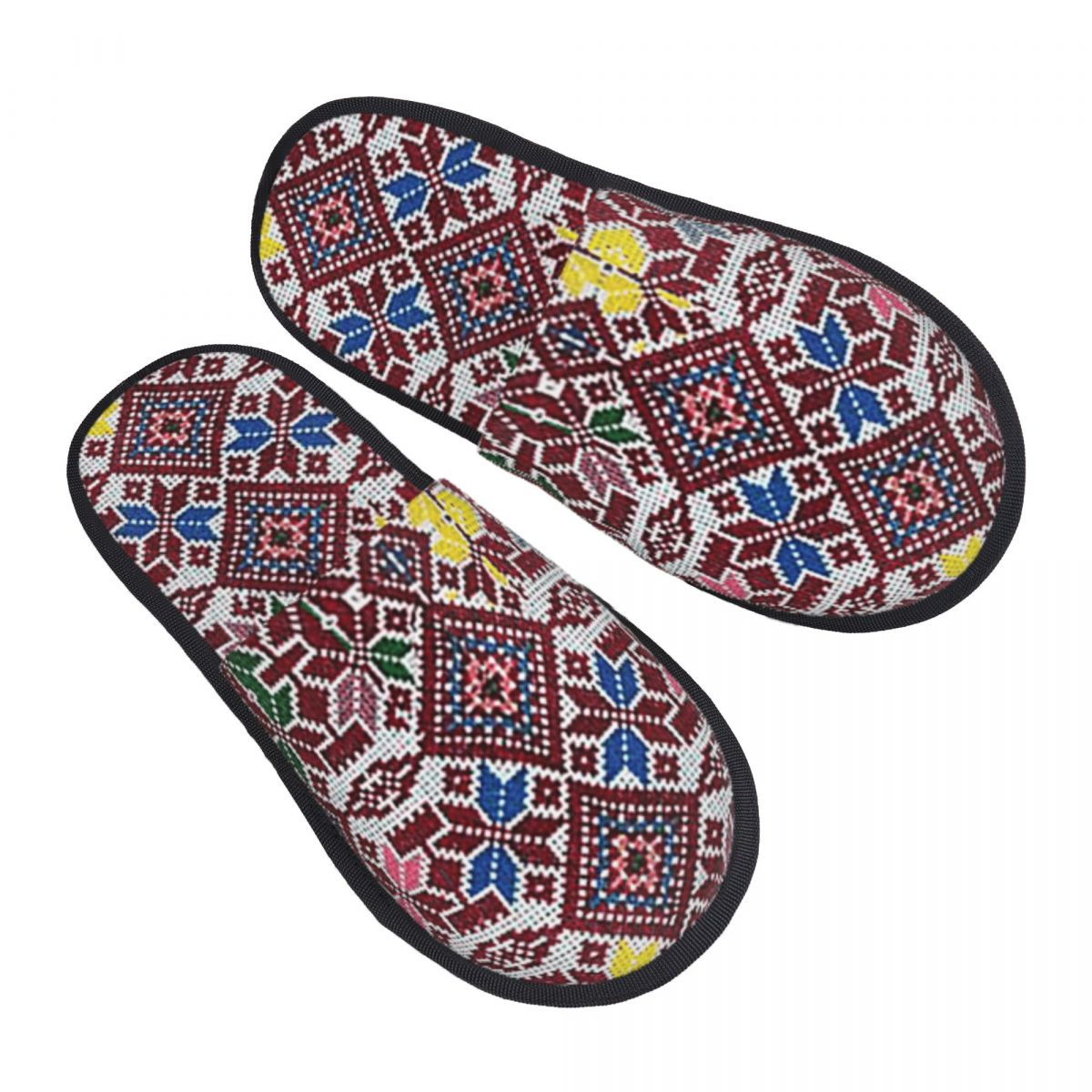 Embroidery Print - รองเท้าแตะปักลายแบบดั้งเดิมของชาวปาเลสไตน์ พื้นรองเท้าเมมโมรี่โฟม นุ่ม อุ่น สบาย สำหรับผู้หญิง