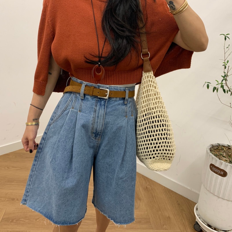 กางเกงยีนส์ขาสั้นทรงหลวมสไตล์  - Embroidery Jeans บทวิจารณ์และราคา