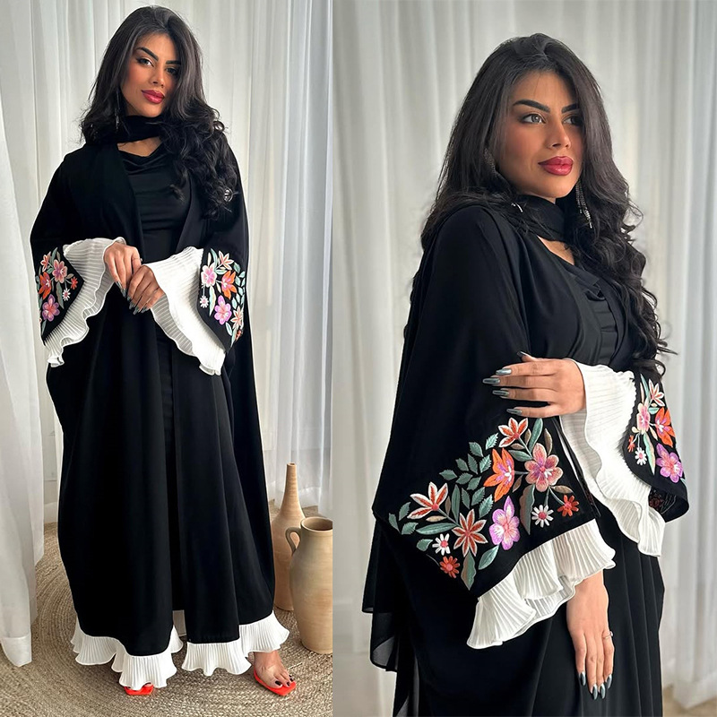 สินค้าใหม่ดูไบ Abaya ชุดสีดํา  - Embroidery Kaftan บทวิจารณ์และราคา