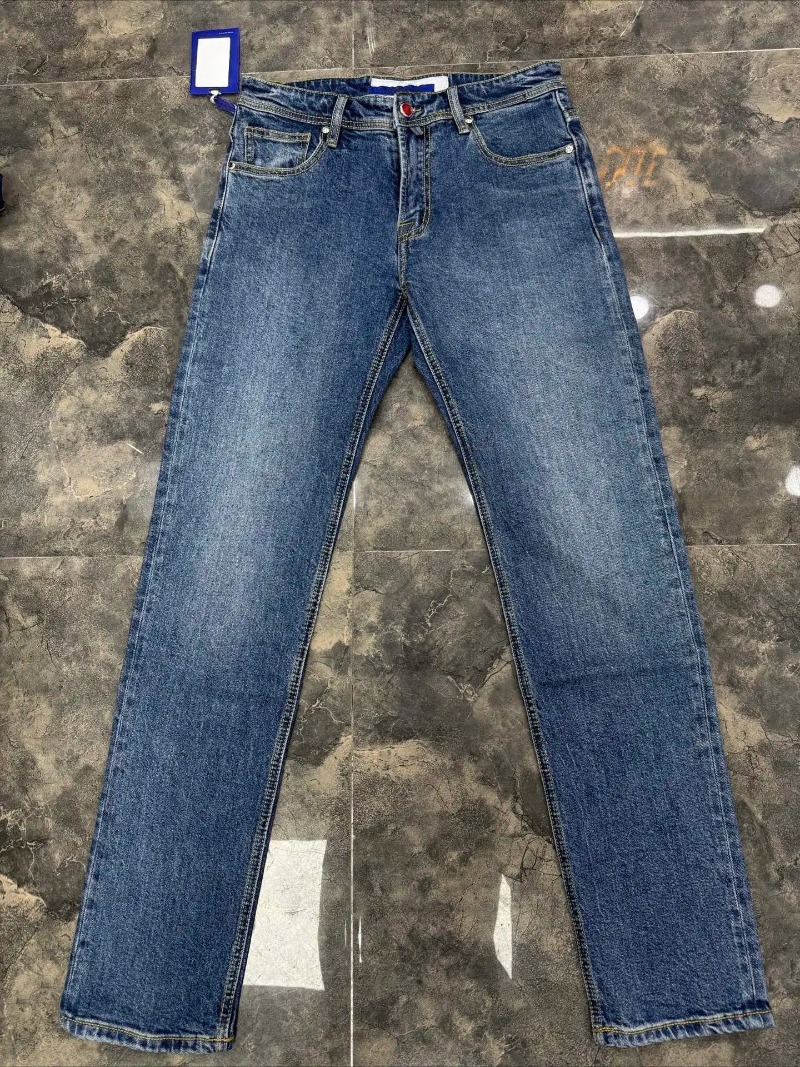กางเกงยีนส์ผู้ชายทรงตรงผ้าฝ้าย - Embroidery Jeans บทวิจารณ์และราคา