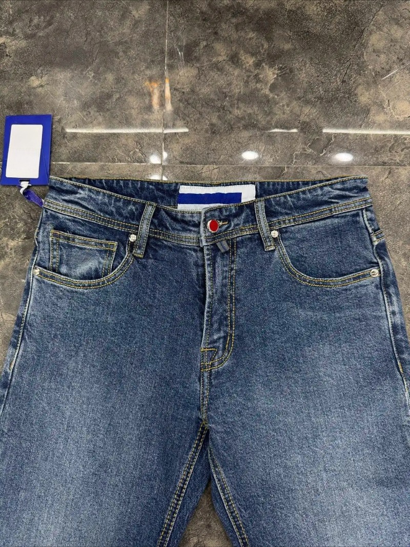 กางเกงยีนส์ผู้ชายทรงตรงผ้าฝ้าย - Embroidery Jeans บทวิจารณ์และราคา