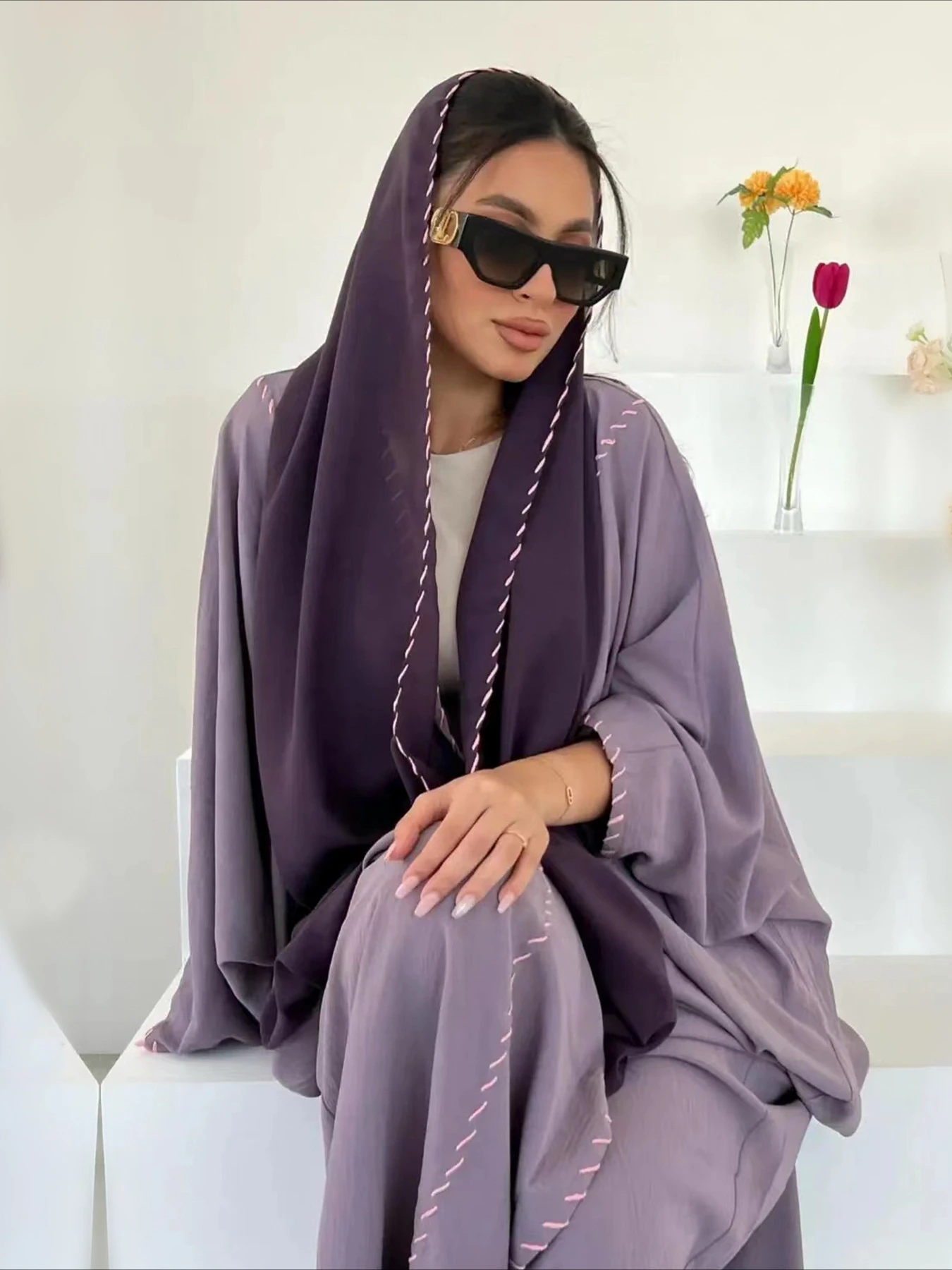 ผู้หญิงมุสลิม Abaya กับผ้าพันค - Embroidery Kaftan บทวิจารณ์และราคา