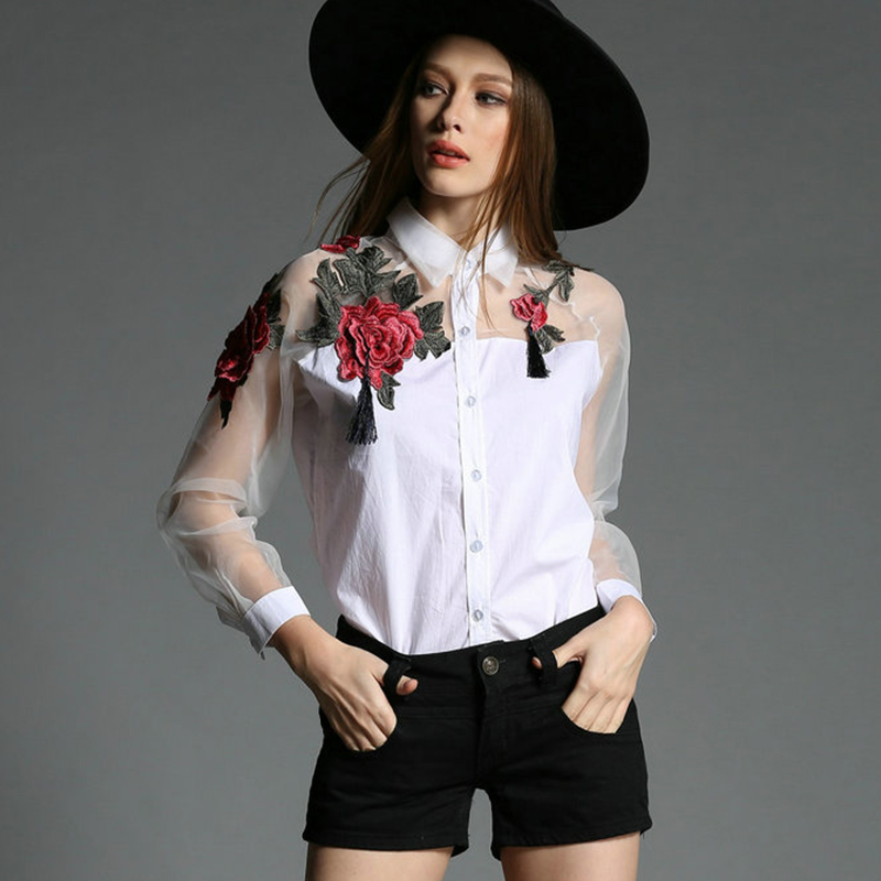 เสื้อชีฟองปักลายดอกไม้แฟชั่นผู - Embroidery Underlay บทวิจารณ์และราคา