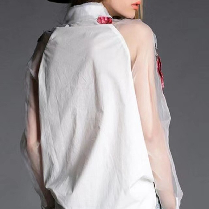 เสื้อชีฟองปักลายดอกไม้แฟชั่นผู - Embroidery Underlay บทวิจารณ์และราคา