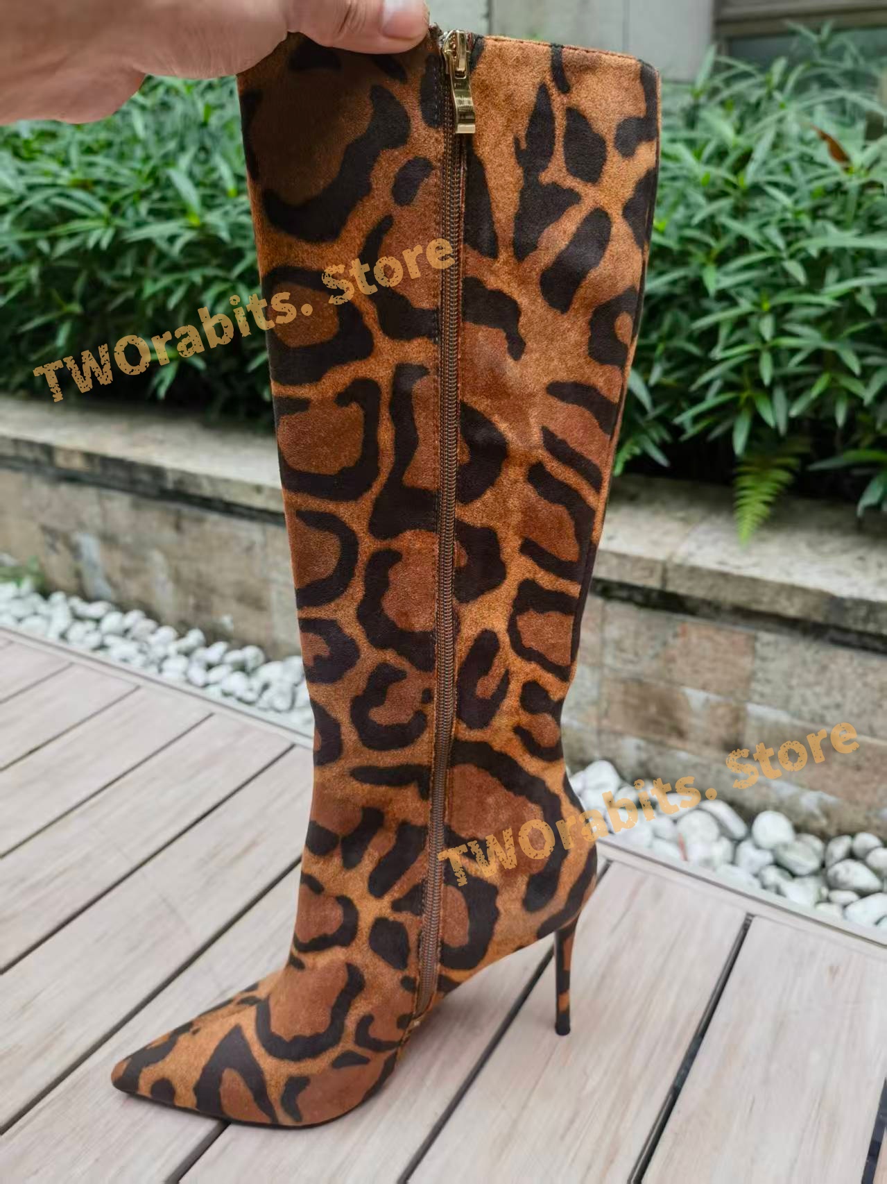 รองเท้าบูทหุ้มข้อลายเสือดาว ปล - Embroidery Print บทวิจารณ์และราคา