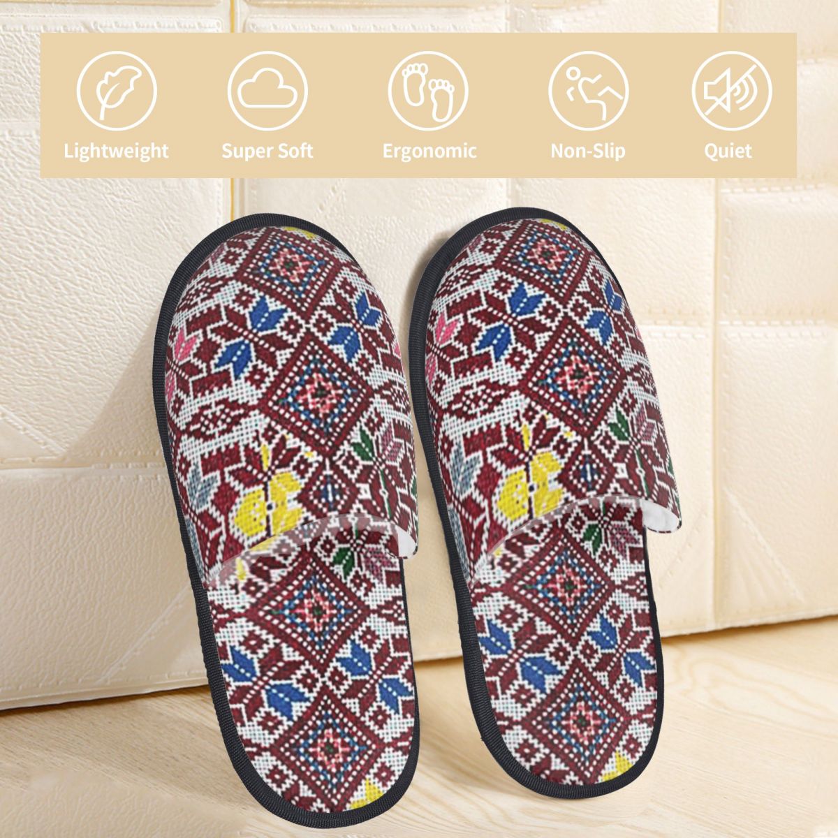 รองเท้าแตะปักลายแบบดั้งเดิมของ - Embroidery Print บทวิจารณ์และราคา