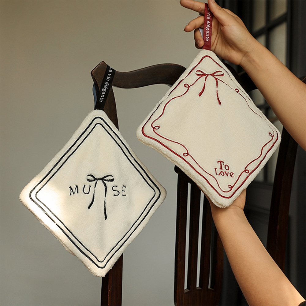 ผ้าเช็ดมือปักลายโบว์ผ้ากำมะหยี - Embroidery Kitchen บทวิจารณ์และราคา