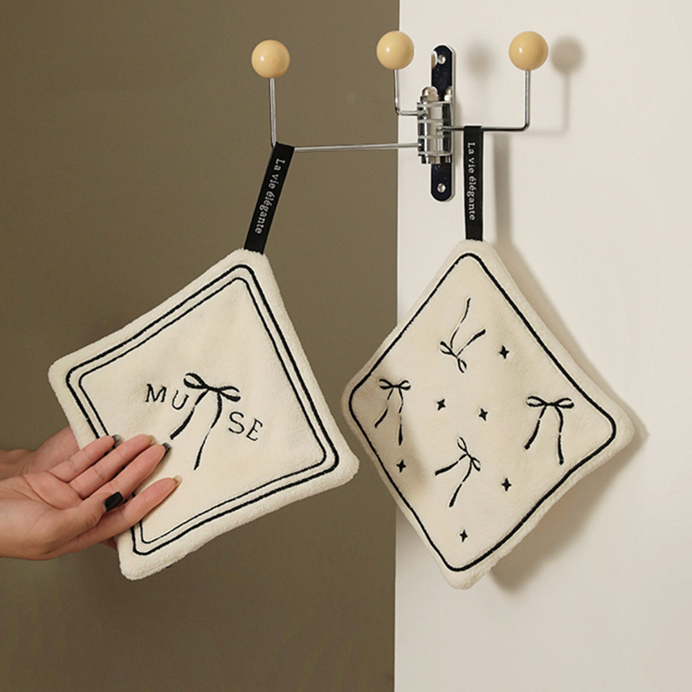 ผ้าเช็ดมือปักลายโบว์ผ้ากำมะหยี - Embroidery Kitchen บทวิจารณ์และราคา