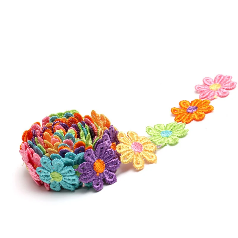 15 หลาที่มีสีสัน Daisy ดอกไม้เ - Embroidery Daisy Flower บทวิจารณ์และราคา