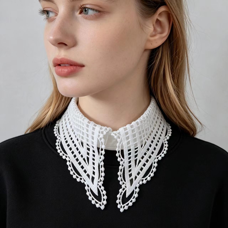 ปกเสื้อปลอมสีขาวสำหรับผู้หญิง  - Embroidery White บทวิจารณ์และราคา