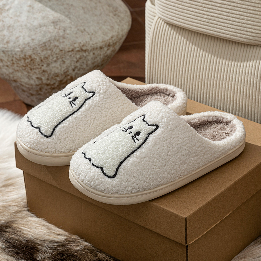 รองเท้าแตะผู้หญิงลายแมวน่ารัก  - Embroidery Print บทวิจารณ์และราคา
