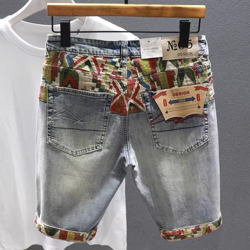 กางเกงยีนส์ขาสั้นสำหรับผู้ชายม - Embroidery Jeans บทวิจารณ์และราคา